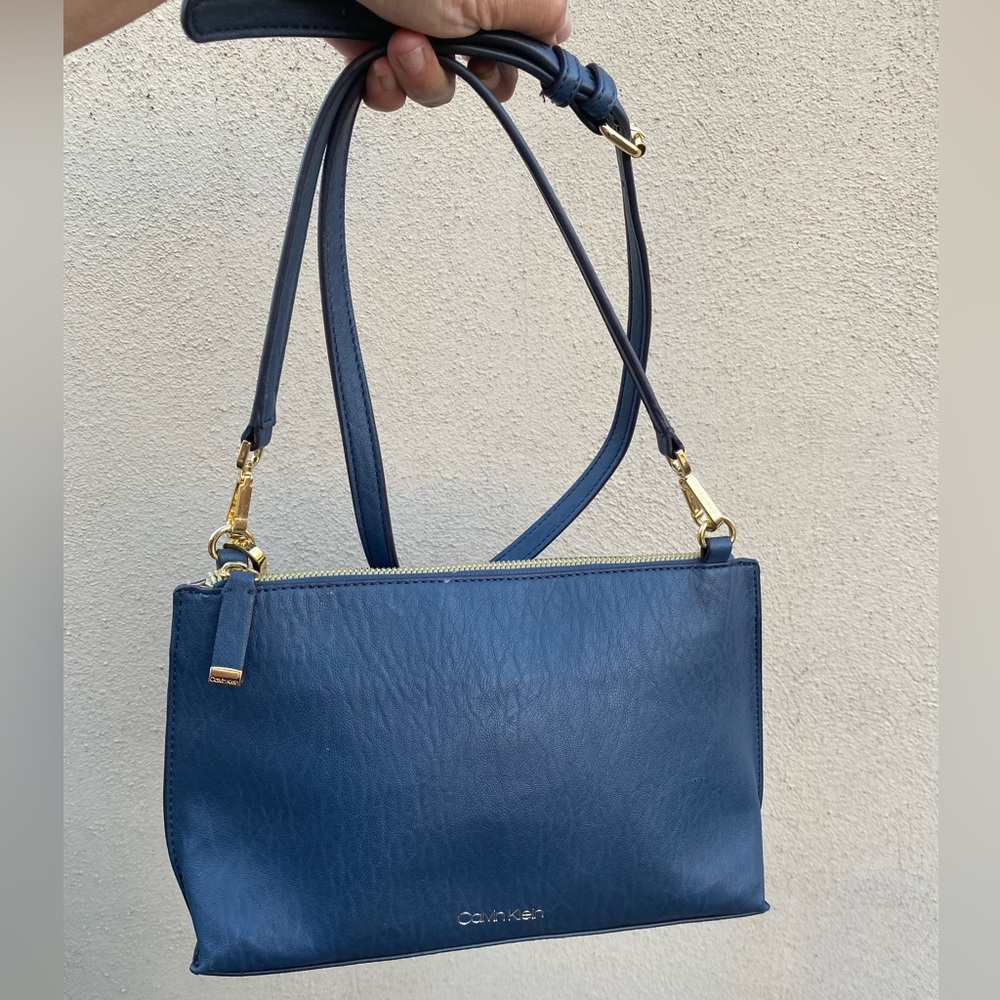 Calvin Klein Sonoma Vegan Leather blue grey Crossbody Bag